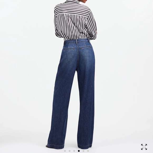 Madewell Harlow Women's Flare & Wide Leg Jeans - Dark Blue - Picture 4 of 9